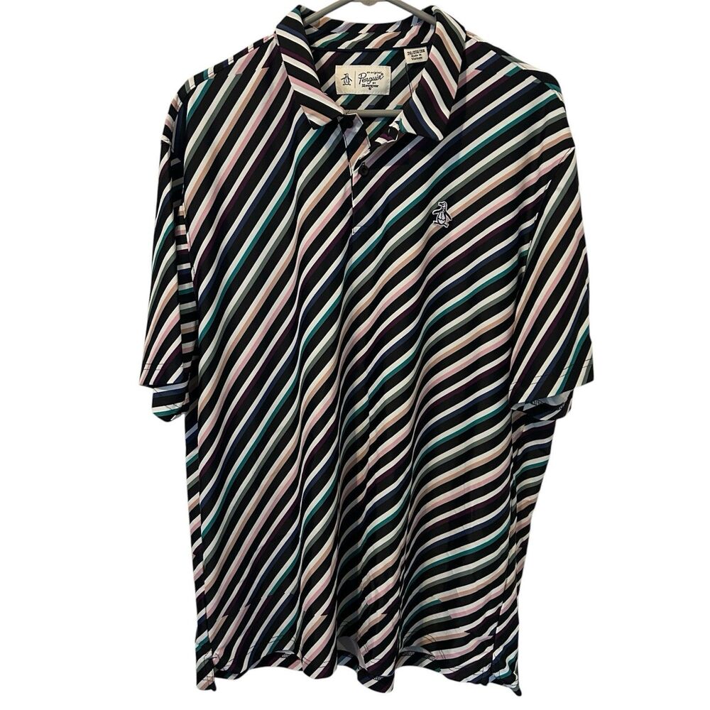 PENGUIN Men's Polo Shirt 2X by Munsingwear Performance Stretch Golf Striped